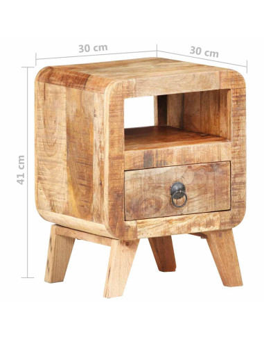 Comodino 30x30x41 cm in Legno di Mango Grezzo