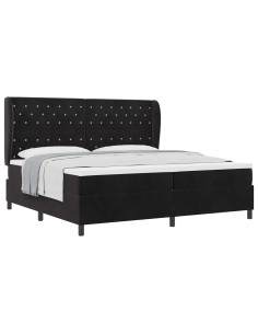 Letto a molle con materasso Nero 200 x 200 cm Velluto 2
