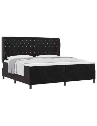 Letto a molle con materasso Nero 200 x 200 cm Velluto