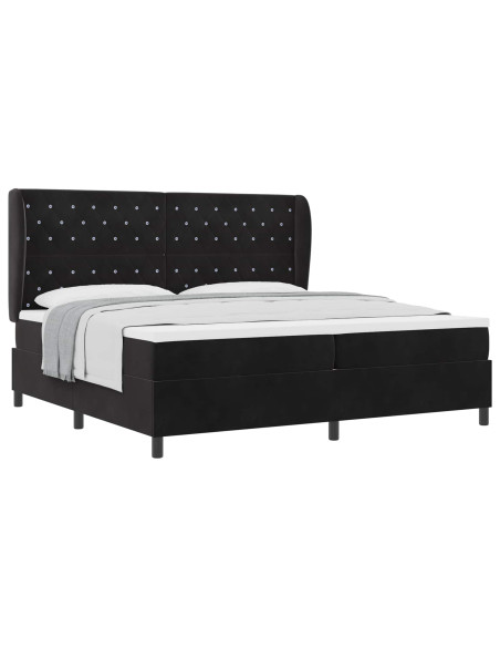 Letto a molle con materasso Nero 200 x 200 cm Velluto