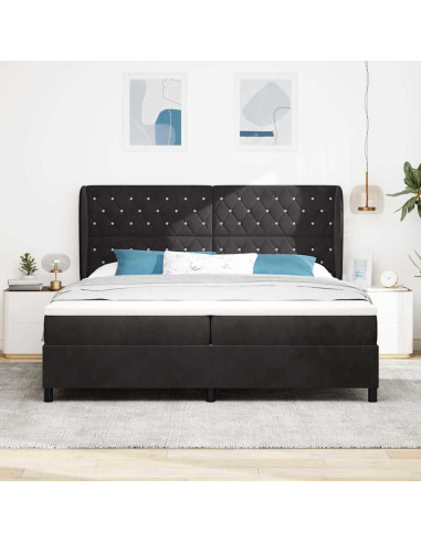 Letto a molle con materasso Nero 200 x 200 cm Velluto