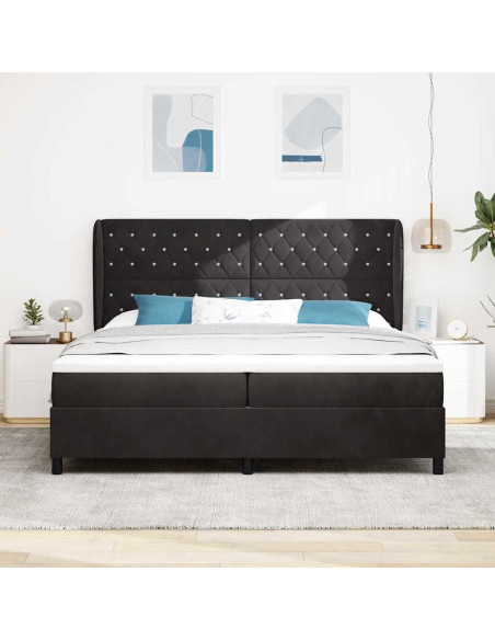 Letto a molle con materasso Nero 200 x 200 cm Velluto