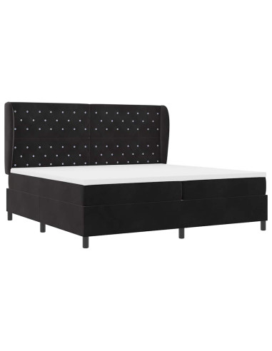 Letto a molle con materasso Nero 200 x 200 cm Velluto