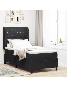 Letto a molle con materasso Nero 200 x 100 cm Velluto