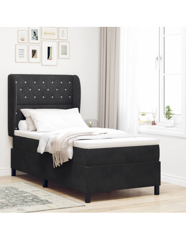 Letto a molle con materasso Nero 200 x 100 cm Velluto
