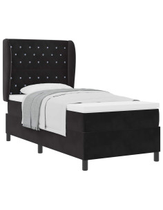 Letto a molle con materasso Nero 200 x 100 cm Velluto 2