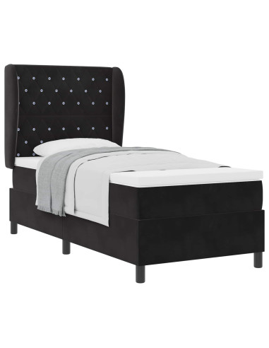 Letto a molle con materasso Nero 200 x 100 cm Velluto