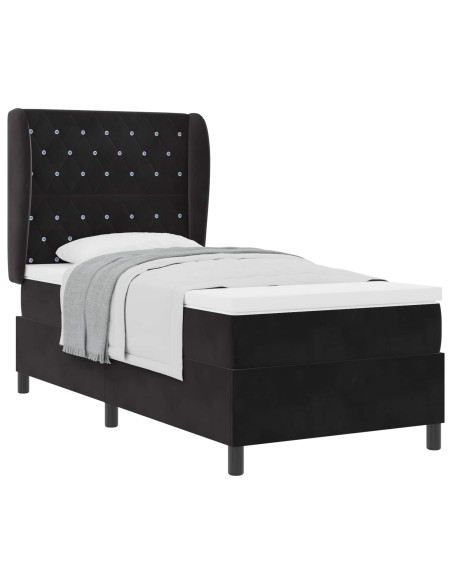 Letto a molle con materasso Nero 200 x 100 cm Velluto