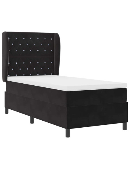 Letto a molle con materasso Nero 200 x 100 cm Velluto