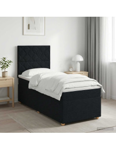 Letto box spring con materasso Nero 80 x 200 cm Tessuto
