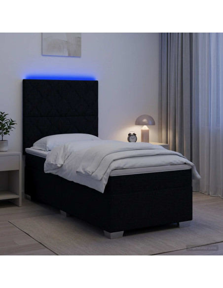 Letto box spring con materasso Nero 80 x 200 cm Tessuto