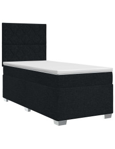 Letto box spring con materasso Nero 80 x 200 cm Tessuto 2