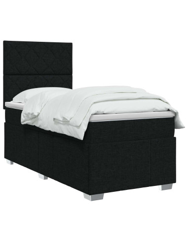 Letto box spring con materasso Nero 80 x 200 cm Tessuto