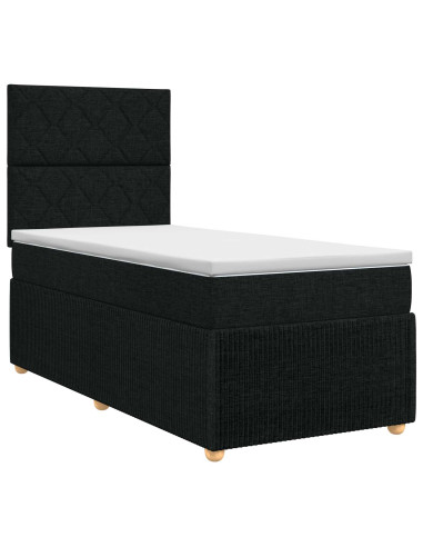 Letto box spring con materasso Nero 80 x 200 cm Tessuto
