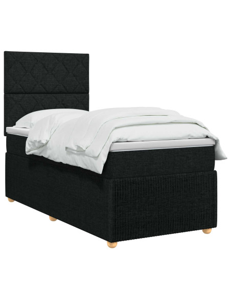 Letto box spring con materasso Nero 80 x 200 cm Tessuto