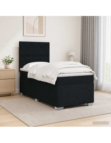 Letto box spring con materasso Nero 80 x 200 cm Tessuto