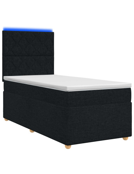 Letto box spring con materasso Nero 80 x 200 cm Tessuto