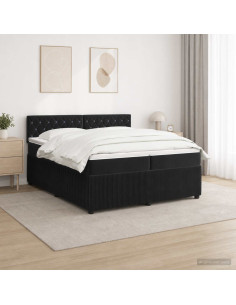 Letto box spring con materasso Nero 200 x 200 cm Velluto