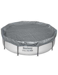 Bestway Copertura per piscina Ø3,05 m Rotondo Poliestere Grigio 2