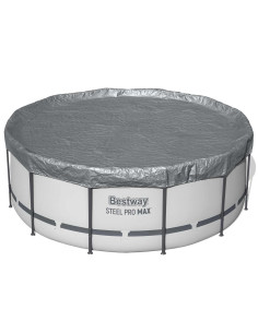 Bestway Copertura per piscina Ø3,66 m Rotondo Poliestere Grigio 2