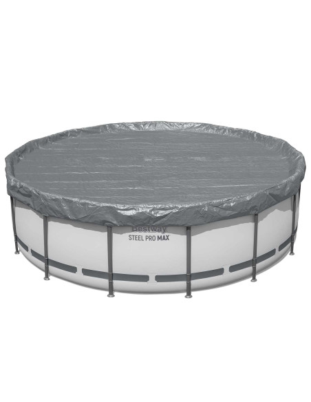 Bestway Copertura per piscina Ø4,27 m Rotondo Poliestere Grigio