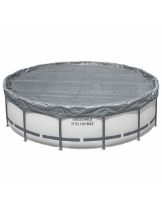 Bestway Copertura per piscina Ø4,57 m Rotondo Poliestere Grigio 2