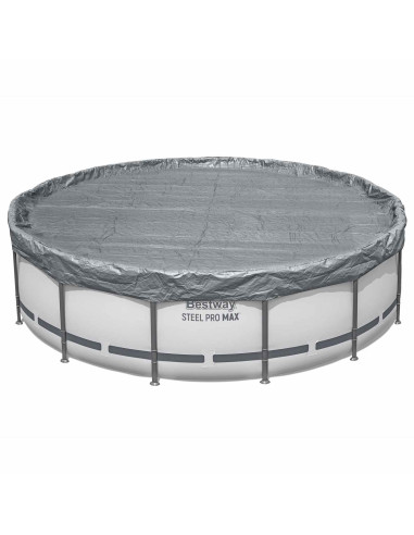 Bestway Copertura per piscina Ø4,57 m Rotondo Poliestere Grigio