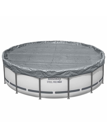 Bestway Copertura per piscina Ø4,57 m Rotondo Poliestere Grigio