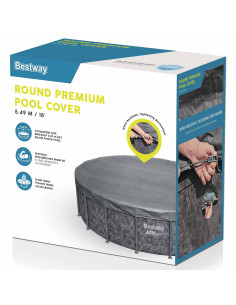 Bestway Copertura per piscina Ø5,49 m Rotondo Poliestere Grigio 2