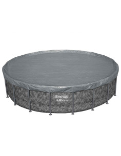 Bestway Copertura per piscina Ø6,1 m Rotondo Poliestere Grigio 2