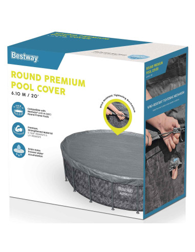 Bestway Copertura per piscina Ø6,1 m Rotondo Poliestere Grigio