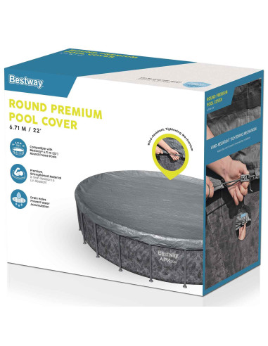 Bestway Copertura per piscina Ø6,71 m Rotondo Poliestere Grigio