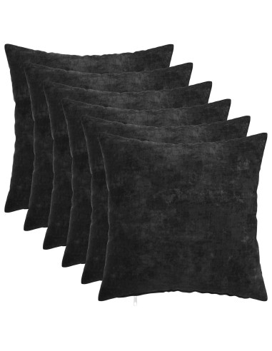 Federa 6 pz HEERLEN Antracite 30 x 30 cm Tessuto Chenille