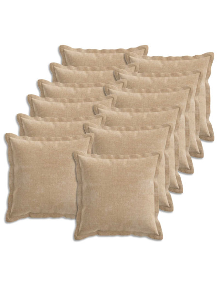 Federa 12 pz HOUTEN Tortora 40 x 40 cm Tessuto Chenille