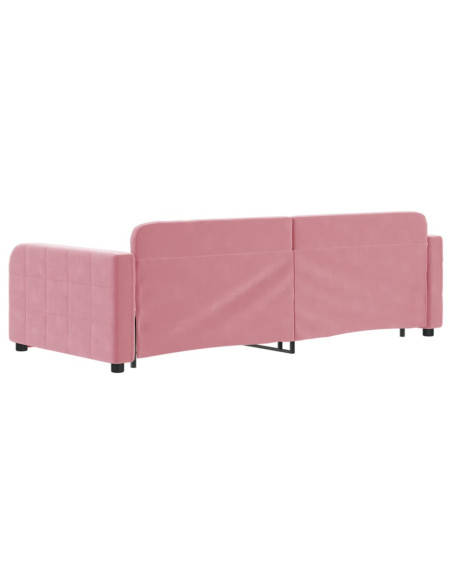 Divano Letto Estraibile con Cassetti Rosa 90x200 cm Velluto
