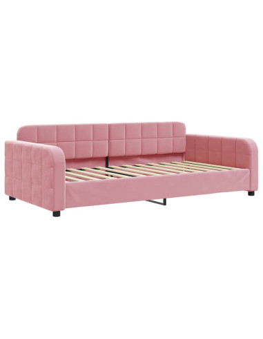 Divano Letto Estraibile con Cassetti Rosa 90x200 cm Velluto
