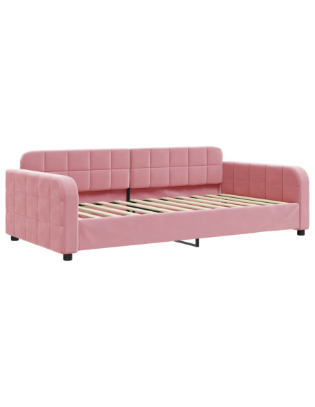 Divano Letto Estraibile con Cassetti Rosa 90x200 cm Velluto