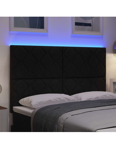 Testiera LED Nero 160 cm Tessuto
