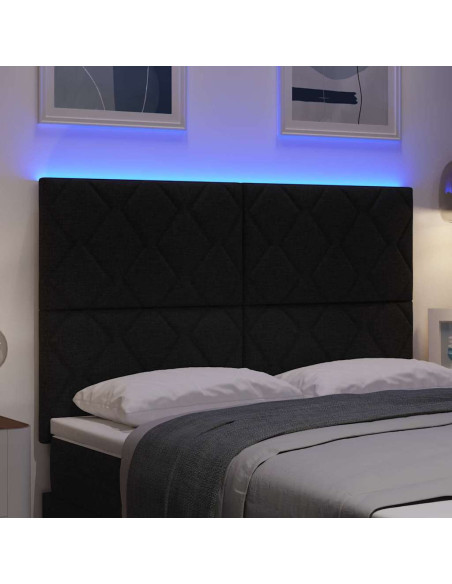 Testiera LED Nero 160 cm Tessuto