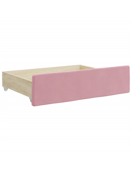 Divano Letto Estraibile con Cassetti Rosa 90x200 cm Velluto