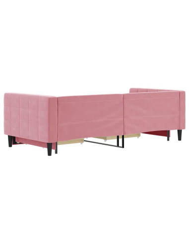 Divano Letto Estraibile con Cassetti Rosa 90x200 cm Velluto