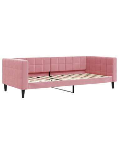 Divano Letto Estraibile con Cassetti Rosa 90x200 cm Velluto