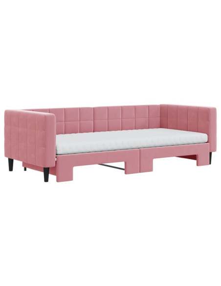 Divano Letto Estraibile con Materassi Rosa 90x200 cm Velluto