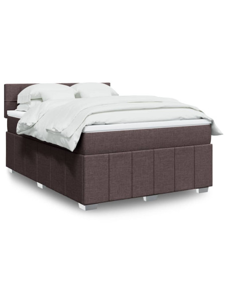 Giroletto a Molle con Materasso Marrone Scuro 160x200cm Tessuto