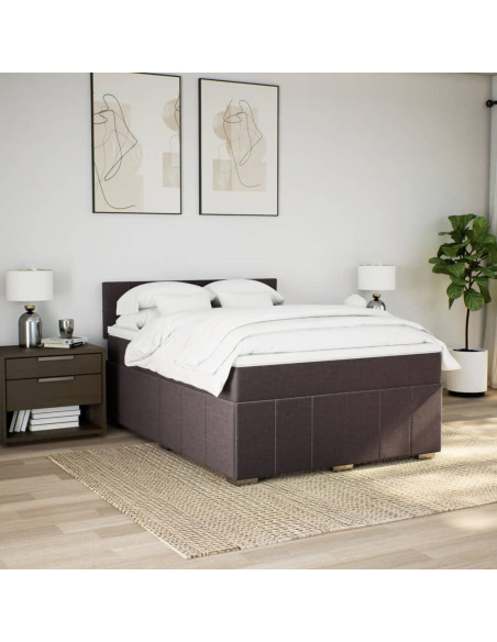 Giroletto a Molle con Materasso Marrone Scuro 160x200cm Tessuto