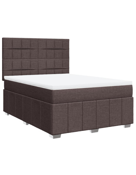 Giroletto a Molle con Materasso Marrone Scuro 160x200cm Tessuto
