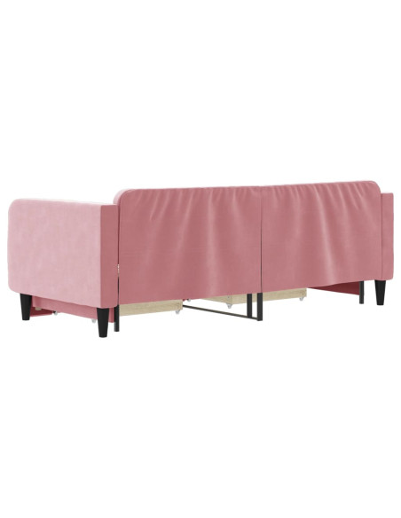 Divano Letto Estraibile con Cassetti Rosa 90x200 cm Velluto