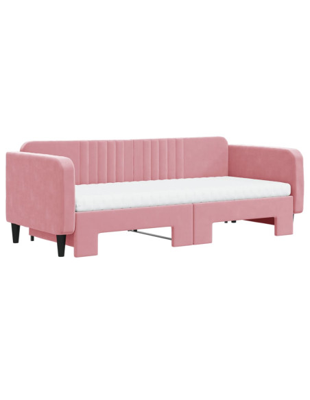Divano Letto Estraibile con Materassi Rosa 90x200 cm Velluto