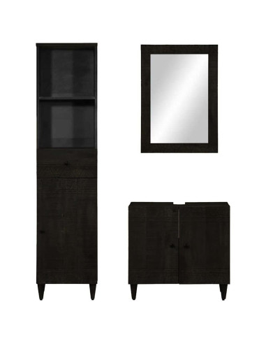 Set Mobili da Bagno 3pz in Legno Massello di Mango