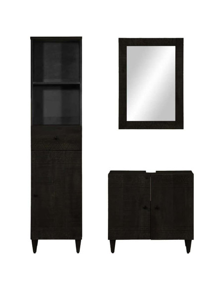 Set Mobili da Bagno 3pz in Legno Massello di Mango